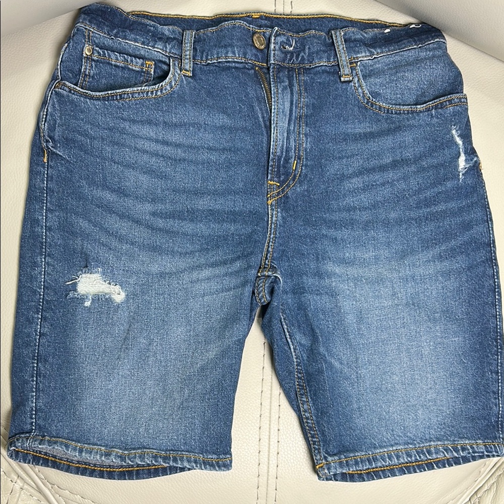 H&M Blue Jean Shorts with Distressed Details